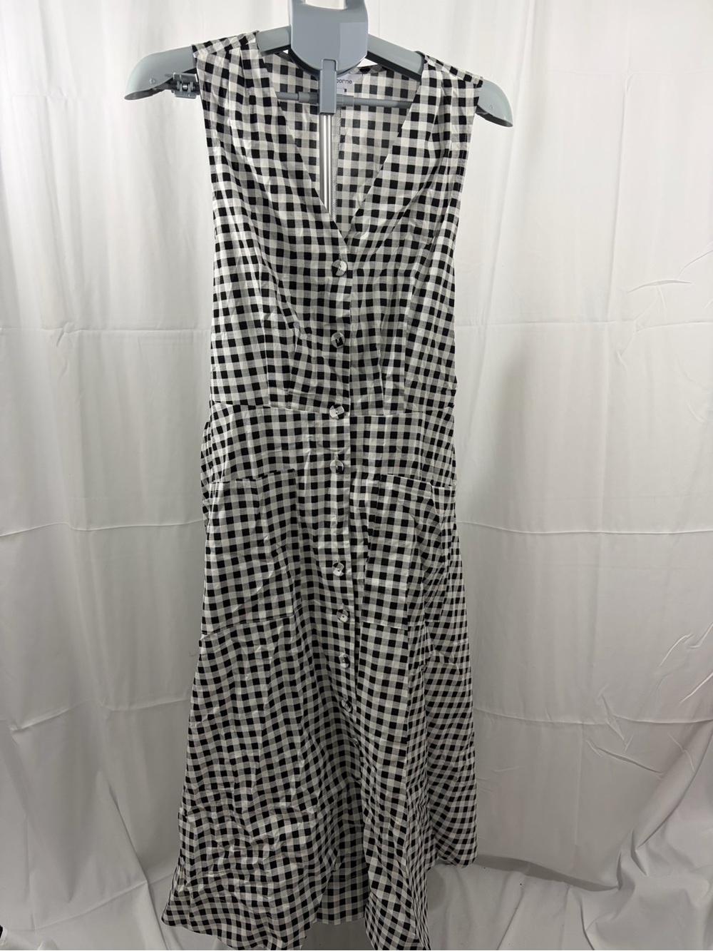 NWT Liz Claiborne Women’s Size XL Black & White Gingham Sleeveless A-Line Dress